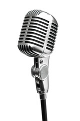 Fototapeta premium Retro style microphone isolated on white background PNG
