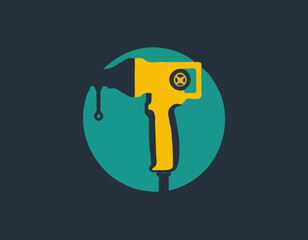 Jackhammer Icon Flat Design on White Background