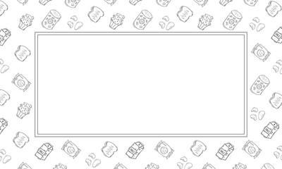 food and beverage frame in doodle style frame background