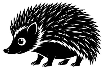 Hedgehog silhouette, Hedgehog icon, Black Hedgehog animal vector illustration.
