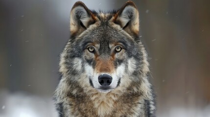 Obraz premium Canis Lupus. Wild Wolf, Predatory Mammal in Natural Wildlife Habitat