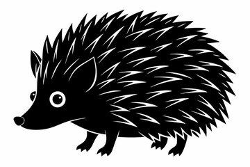 Hedgehog silhouette, Hedgehog icon, Black Hedgehog animal vector illustration.
