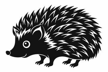 Hedgehog silhouette, Hedgehog icon, Black Hedgehog animal vector illustration.