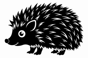 Hedgehog silhouette, Hedgehog icon, Black Hedgehog animal vector illustration.