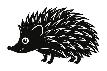 Hedgehog silhouette, Hedgehog icon, Black Hedgehog animal vector illustration.