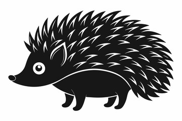 Hedgehog silhouette, Hedgehog icon, Black Hedgehog animal vector illustration.