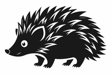 Hedgehog silhouette, Hedgehog icon, Black Hedgehog animal vector illustration.