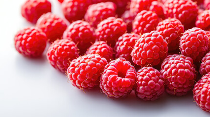 Fresh raspberries arranged beautifully, showcasing their vibrant color and intricate texture, ideal for healthy recipes and desserts.