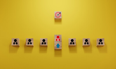 Career promotion. Career advancement and social lift. Human resources management and recruitment business build team concept. Hiring by competition.