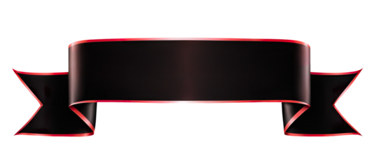 black and red ribbon banner on transparent background