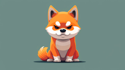 Obraz premium Adorable, Angry, Cartoon, Fox, Illustration, Cute, Grumpy, Forest, Animal, Character, Concept