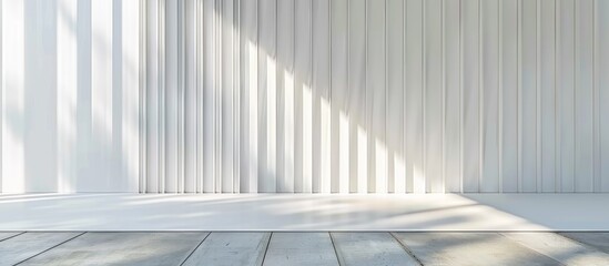 Obraz premium White Wall and Wooden Floor with Sunlight