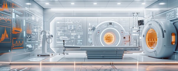 High-tech futuristic medical equipment in a modern healthcare facility