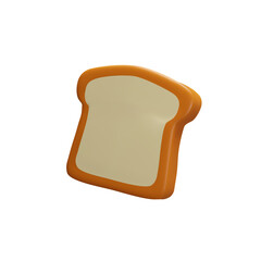 3d rendering baked bread slice. Danish or French pastry. Vector cartoon illustration for supermarket, shop or ad. Wheat grain product. Nutrition fresh loaf. Crop flour, gluten ingredient with crust.