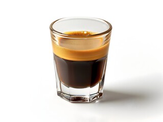 Classic Espresso Shot Glass Filled with Dark Roasted Espresso Coffee Concept