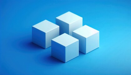 Obraz premium 4 white cubes in the blue background
