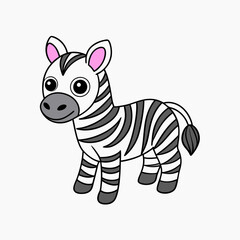 Zebra Vector Illustration - Cartoon, Clipart, Line Art Design