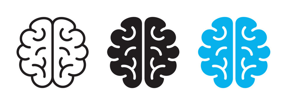 Brain simple icon set. Human brain symbol. Vector
