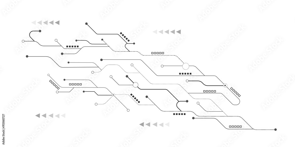 Aufkleber vector technology black circuit diagram concept. abstract technology on white background. high-tech 