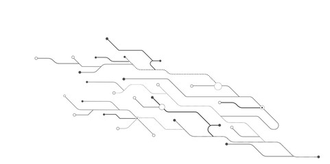 Vector Technology black circuit diagram concept. Abstract technology on white background. High-tech circuit board.