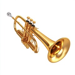 Naklejka premium Gleaming 3D Illustration of Golden Trumpet on White Background
