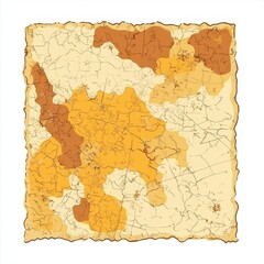 Naklejka premium Arid Climate Drought Conditions Map in Vector Style with Brown and Yellow Tones on White Background