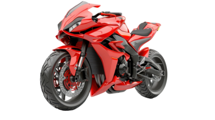 Red motorcycle on transparent background