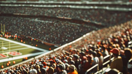 Obraz premium A bustling stadium filled with excited fans in colorful jerseys, all eyes focused on the intense sports action on the field.