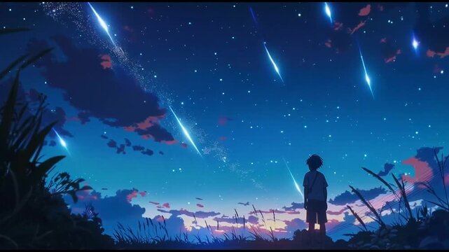 Beautiful fantasy anime animated digital art background for live wallpaper