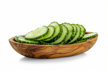 Cucumber Vegetables and Thin Slices Showcased on White Background for Food Photography and Nutritional Benefits