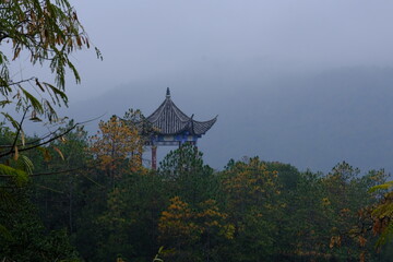 Fototapeta premium Pavilion in the Misty Mountains