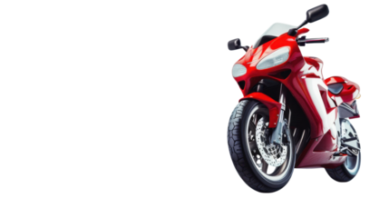 Red motorcycle on transparent background