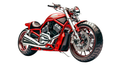 Red motorcycle on transparent background