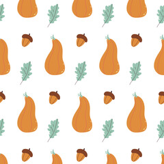 Beautiful autumn seamless pattern with pumpkin.