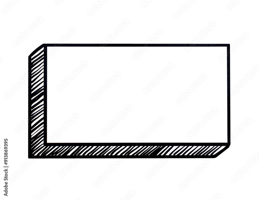 Wall mural blank box doodle png badge, transparent background