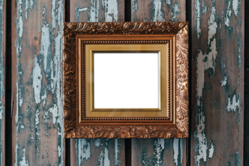 Vintage gold picture frame mockup transparent png