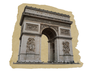 Arc de Triomphe png ripped paper sticker, Paris famous landmark graphic, transparent background