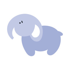 Cute animal in hand draw flat style.Elephant isolated on white background. Vector illustration.Kids, childish graphic. Farm, wild, zoo, forest animals.Cartoon.