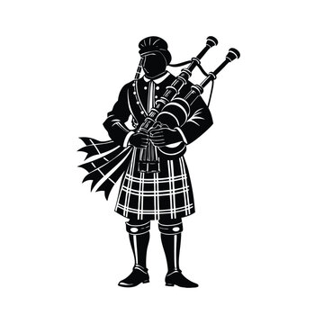 black and white bagpiper playing instrument clip art preview