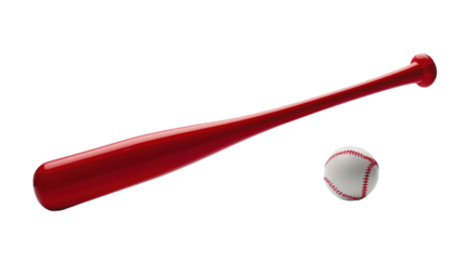Baseball bat and ball on transparent background 