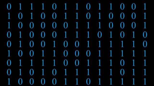 flowing binary code animation with glowing digital numbers and smooth motion perfect for technology backgrounds, cybersecurity themes, programming visuals and futuristic data concepts