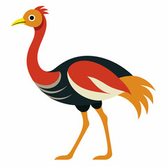 Ostrich Bird Icon Vector Illustration - Cartoon, Clipart, and Line Art Design