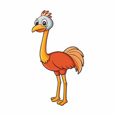 Ostrich Bird Icon Vector Illustration - Cartoon, Clipart, and Line Art Design