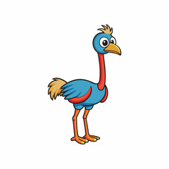 Ostrich Bird Icon Vector Illustration - Cartoon, Clipart, and Line Art Design