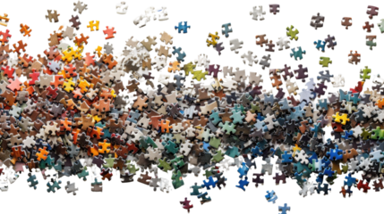Puzzles separated on transparent background
