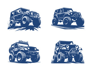 vector set of offroad or adventure car icon - blue color © mr.mmz