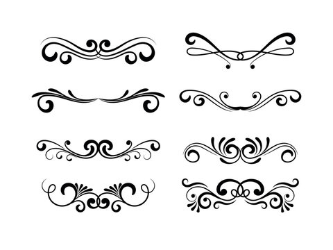 Hand drawn frames and banners. Classic calligraphy swirls, swashes, floral motifs. Good for greeting cards, wedding invitations, restaurant menu, royal certificates and graphic design.