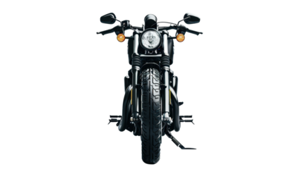 Black motorcycle on transparent background