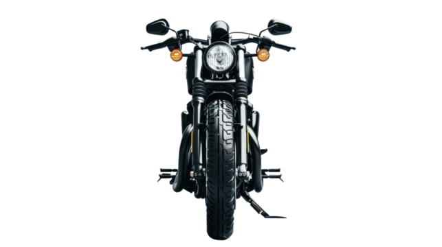 Black motorcycle on transparent background