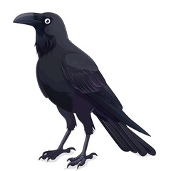 Fototapeta premium Crow Time element animal cartoon isolated whitebackground 16:9
